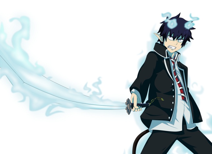  Blue Exorcist Cosplay Rin Okumura Blue Straight Wig