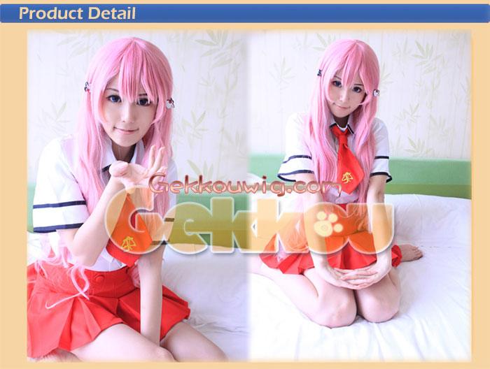Baka and Test Summon the Beasts Cosplay Himeji Mizuki Red Straight Wig