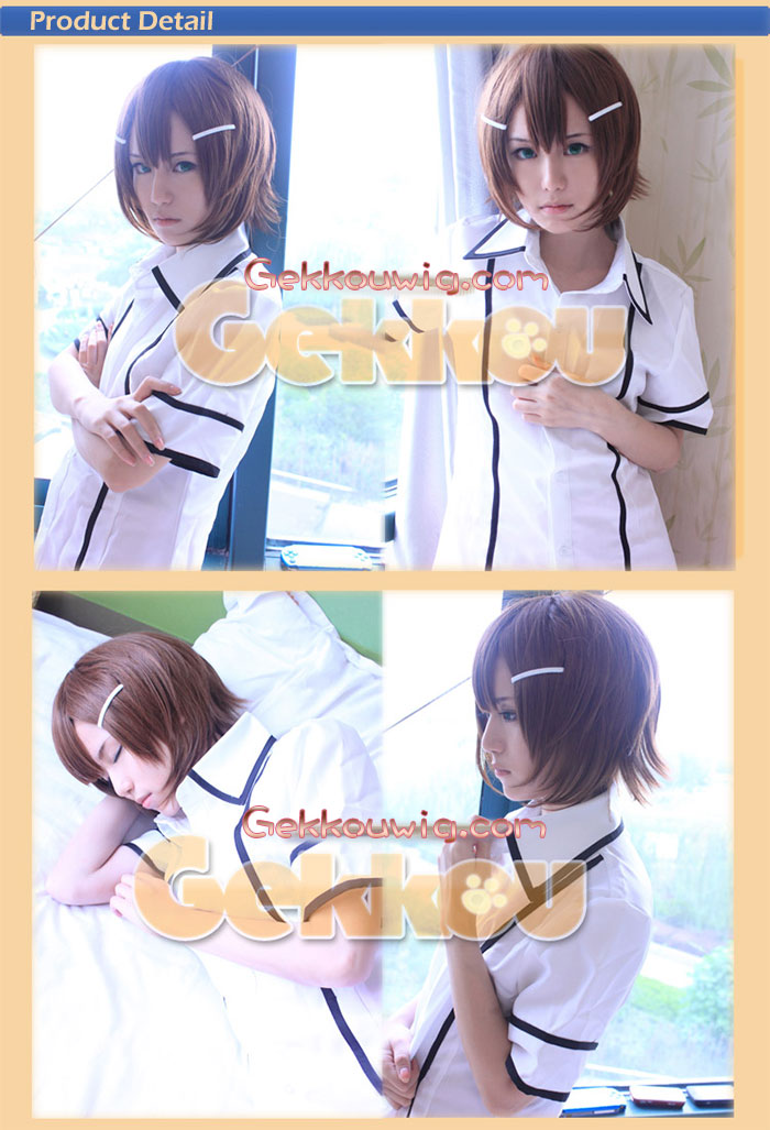 Baka and Test Summon the Beasts Cosplay Kinoshita Hideyoshi Brown Straight Wig