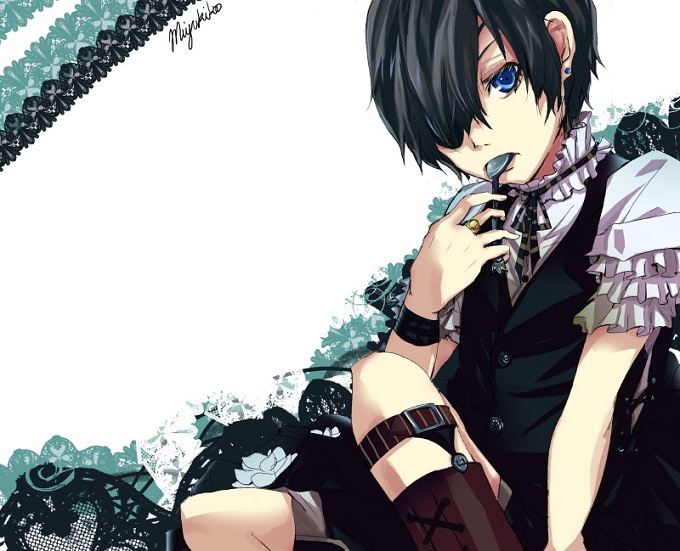 Black Butler Cosplay Ciel Phantomhive Blue Straight Wig