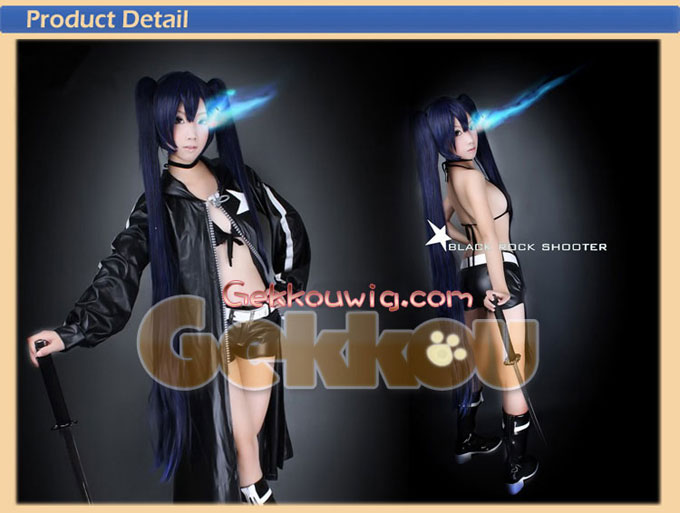 Black Rock Shooter Cosplay Black Rock Shooter Black Ponytail Wig