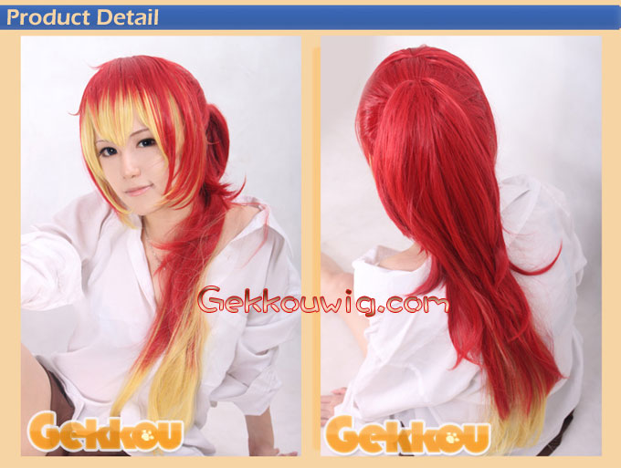 Blue Exorcist Cosplay Shura Kirigakure Red Ponytail Wig
