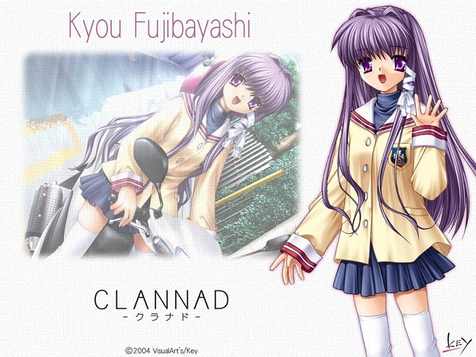 Clannad Cosplay Kyou Fujibayashi Purple Straight Wig