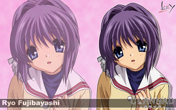 Clannad Cosplay Ryou Fujibayashi Purple Straight Wig