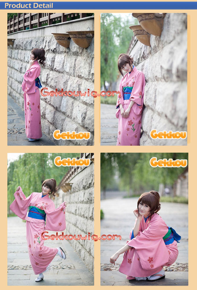 Gintama Cosplay Tae Shimura Brown Ponytail Wig