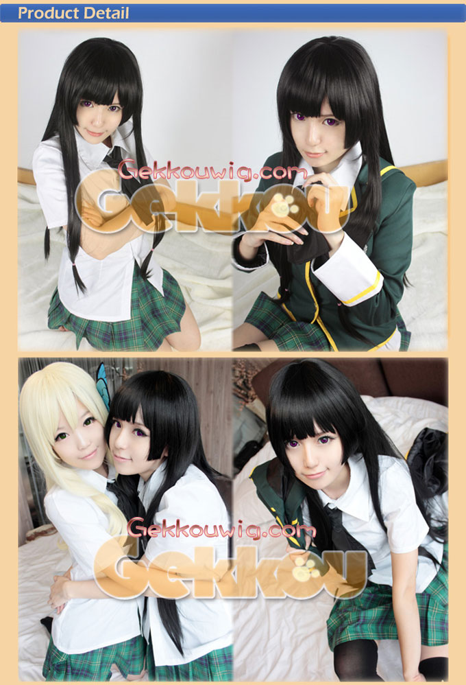I Don't Have Many Friends Cosplay Yozora Mikazuki Black Straight Wig