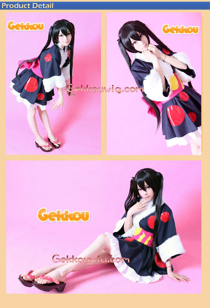 K-On! Cosplay Azusa Nakano Black Ponytail Wig
