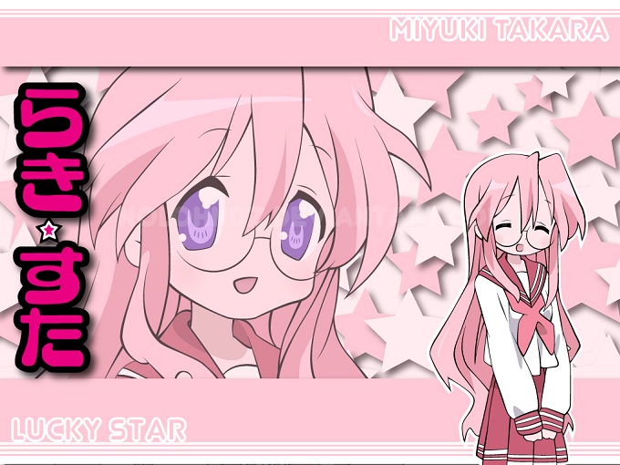 Lucky Star Cosplay Miyuki Takara Pink Curly Wig
