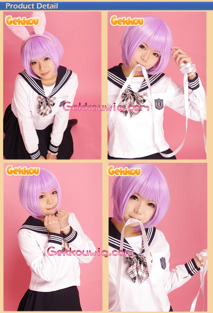 Lucky Star Cosplay Tsukasa Hiiragi Purple Straight Wig