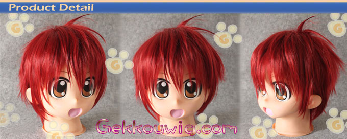 Mawaru Penguindrum Cosplay Kanba Takakura Red Straight Wig