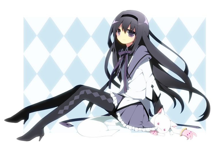 Puella Magi Madoka Magica Cosplay Homura Akemi Black Straight Wig