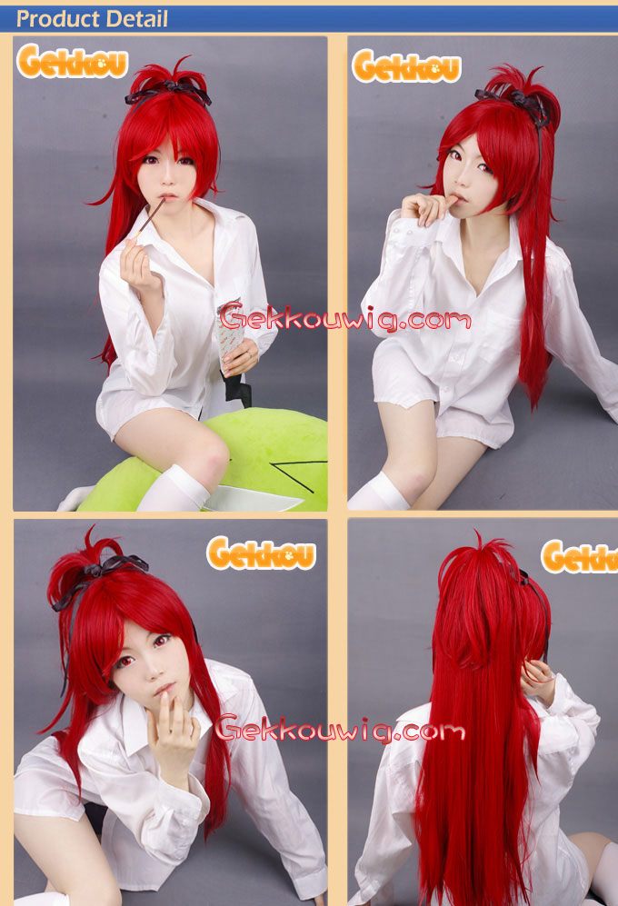 Puella Magi Madoka Magica Cosplay Kyoko Sakura Red Ponytail Wig