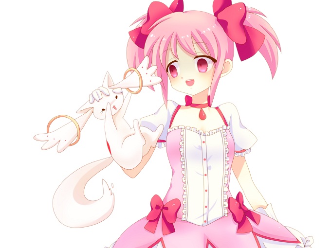 Puella Magi Madoka Magica Cosplay Madoka Kaname Pink Ponytail Wig