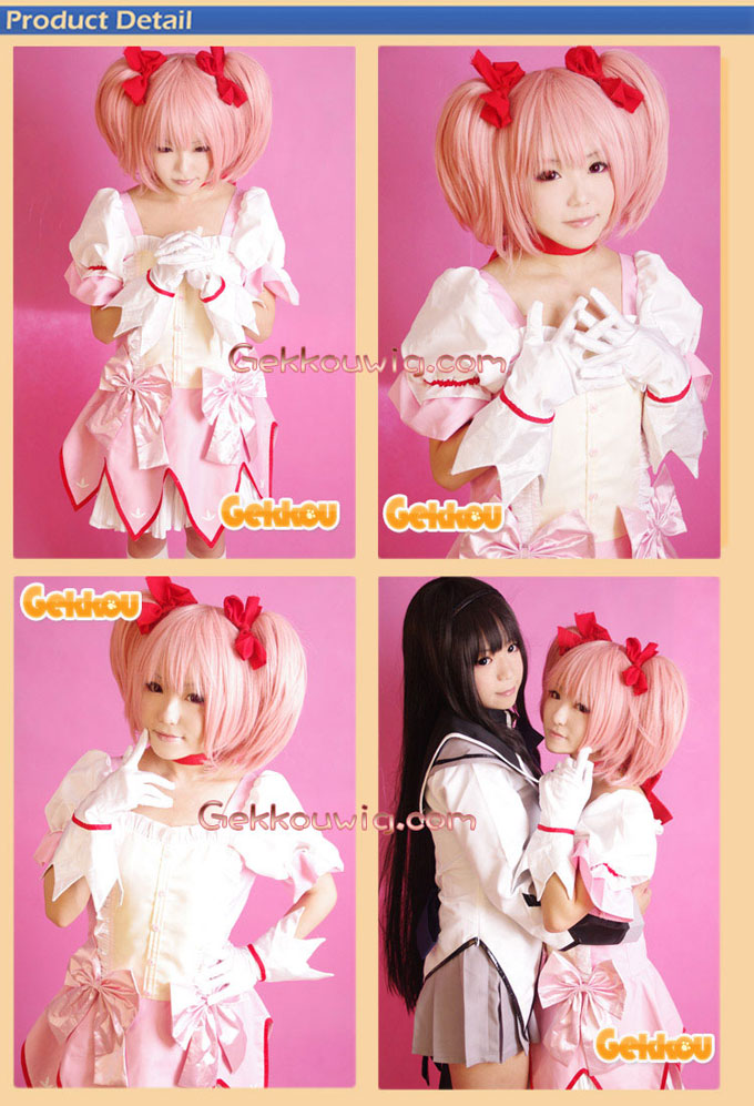 Puella Magi Madoka Magica Cosplay Madoka Kaname Pink Ponytail Wig