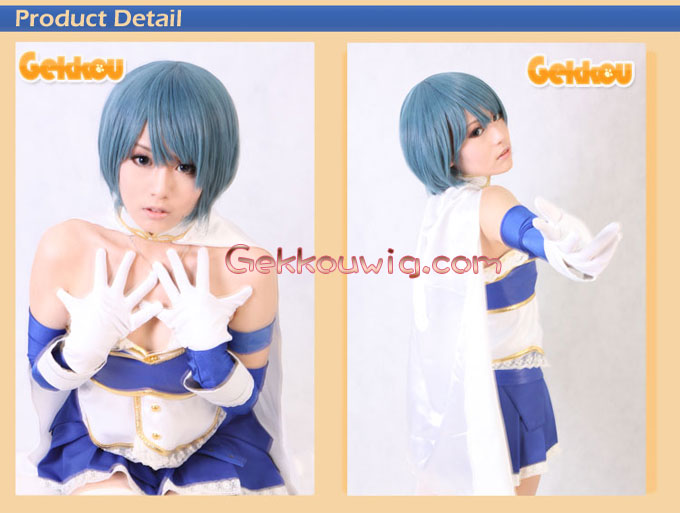Puella Magi Madoka Magica Cosplay Sayaka Miki Blue Straight Wig