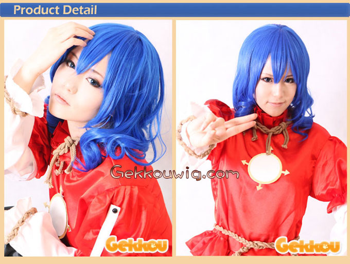Touhou Project Cosplay Cosplay Yasaka Kanako Blue Curly Wig