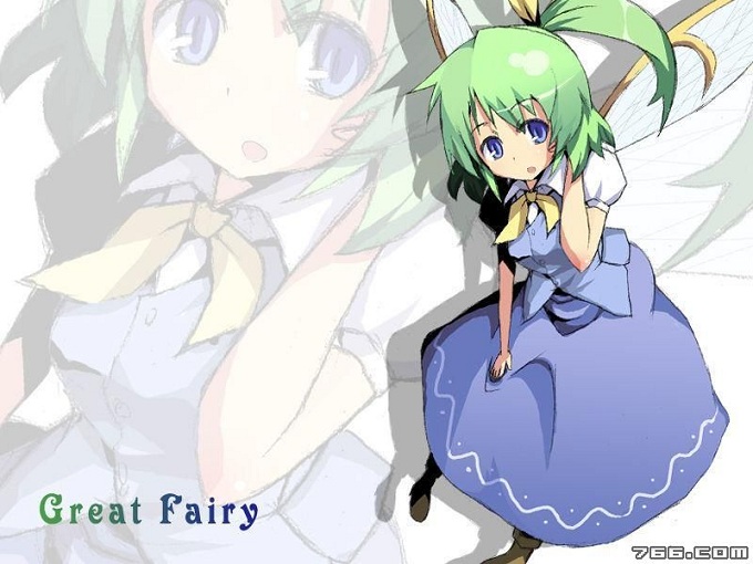 Touhou Project Cosplay Daiyousei Green Straight Wig