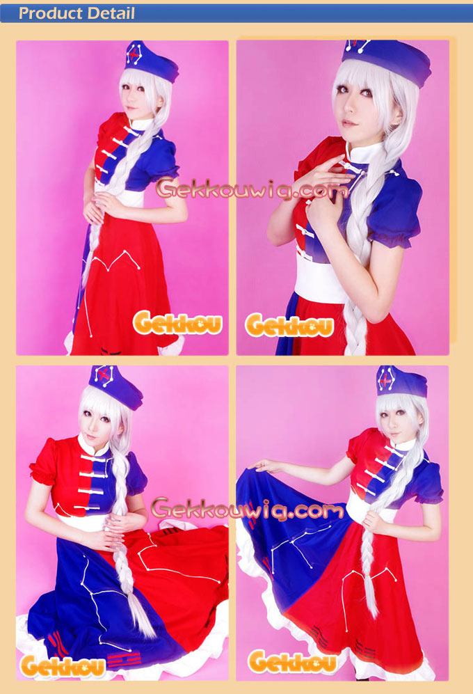 Touhou Project Cosplay Eirin Yagokoro White Ponytail Wig