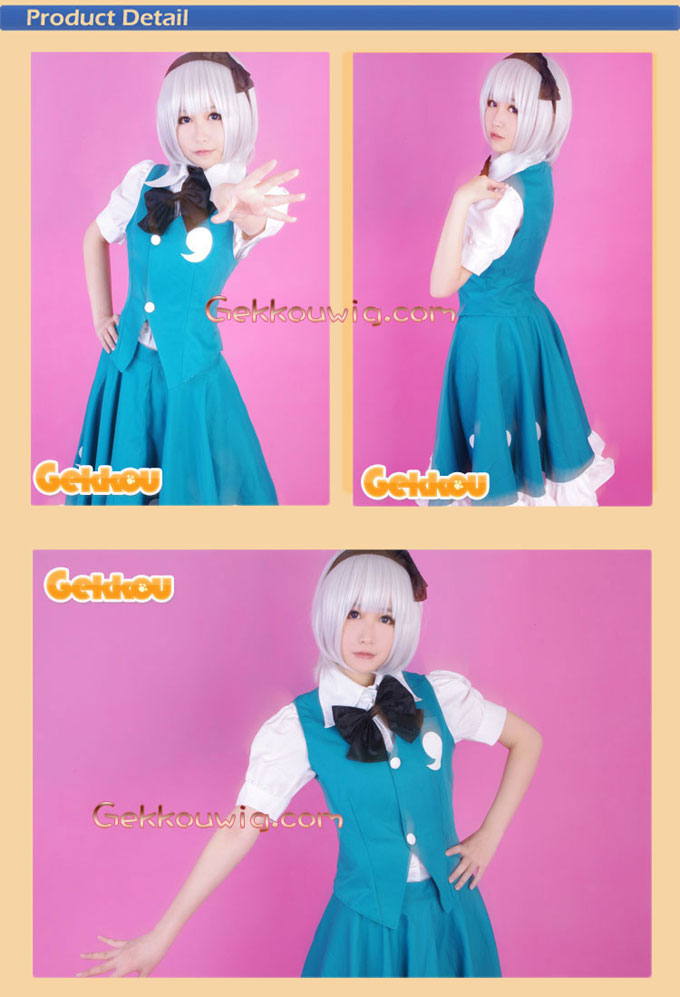 Touhou Project Cosplay Konpaku Youmu White Straight Wig