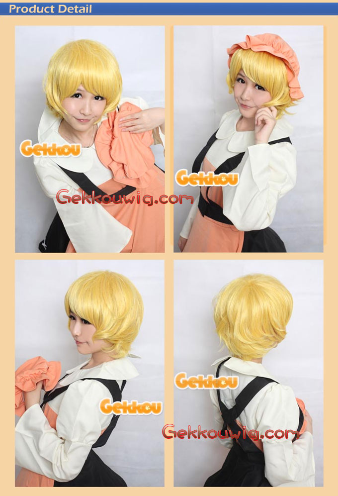 Touhou Project Cosplay Minoriko Aki Gold Curly Wig
