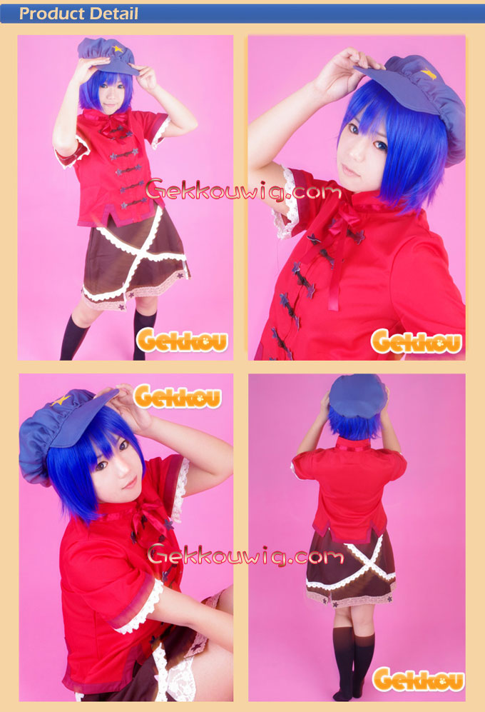 Touhou Project Cosplay Miyako Yoshika Blue Curly Wig