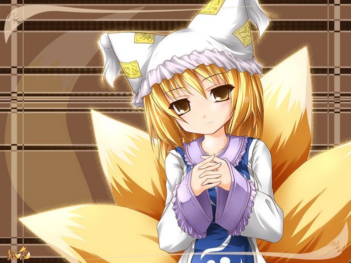 Touhou Project Cosplay Ran Yakumo Gold Straight Wig
