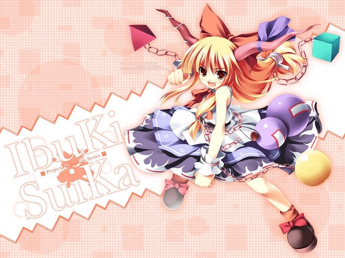 Touhou Project Cosplay Suika Ibuki Gold Straight Wig
