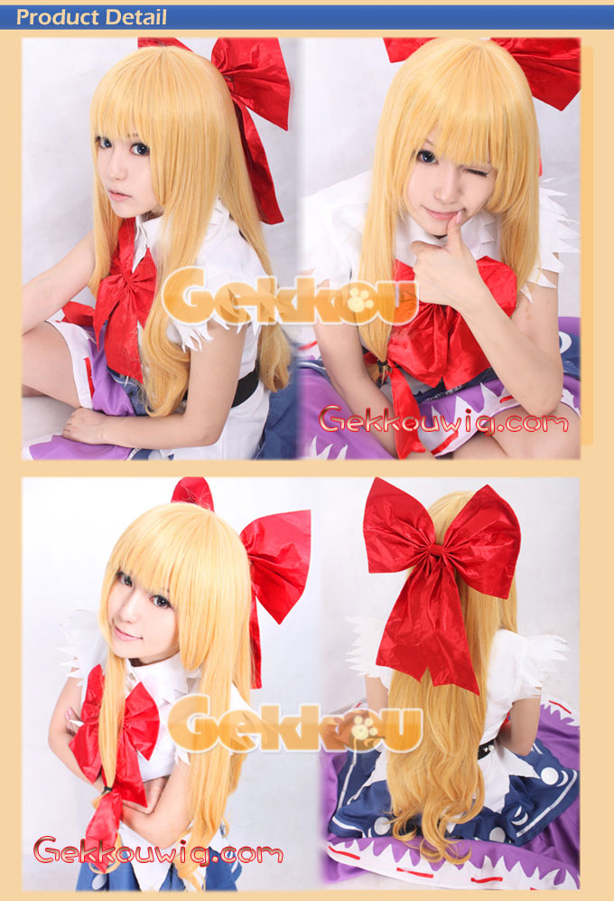 Touhou Project Cosplay Suika Ibuki Gold Straight Wig