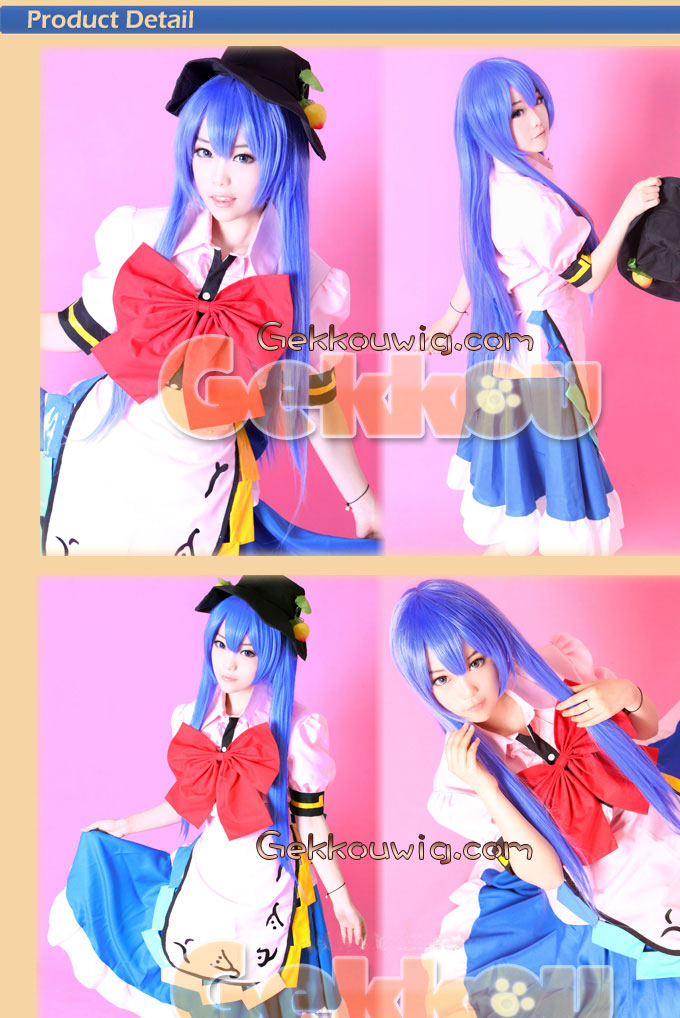 Touhou Project Cosplay Tenshi Hinanai Blue Straight Wig