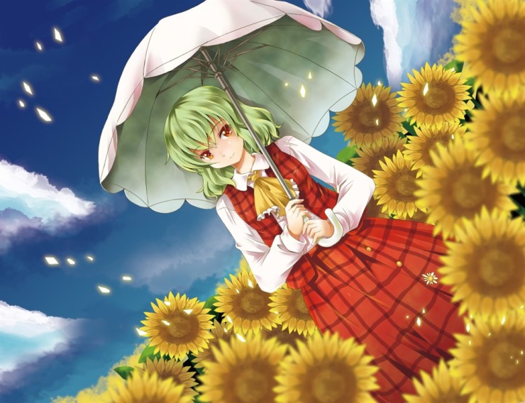 Touhou Project Cosplay Yuka Kazami Green Curly Wig