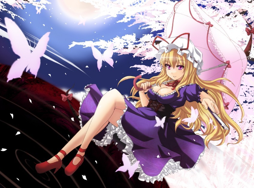 Touhou Project Cosplay Yukari Yakumo Gold Straight Wig