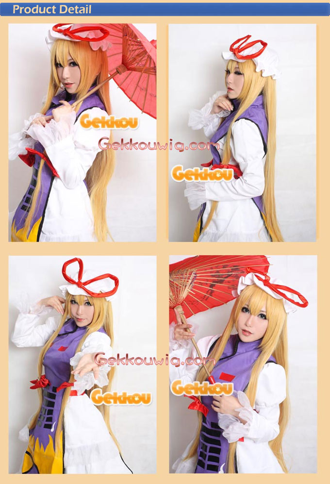 Touhou Project Cosplay Yukari Yakumo Gold Straight Wig