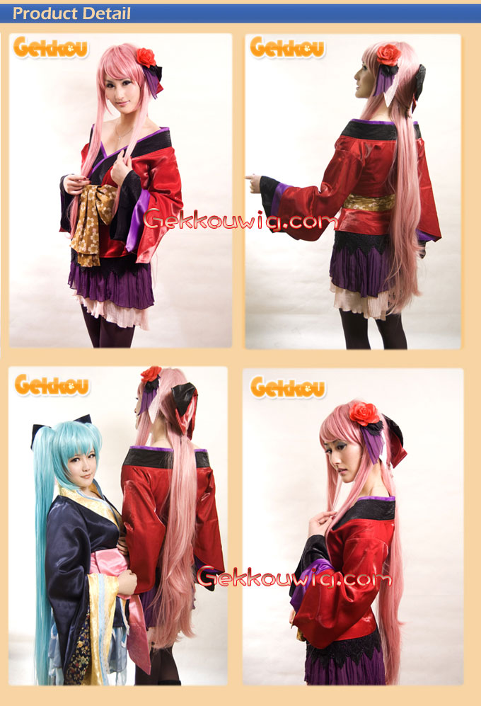 Vocaloid Cosplay Megurine Luka Pink Straight Wig